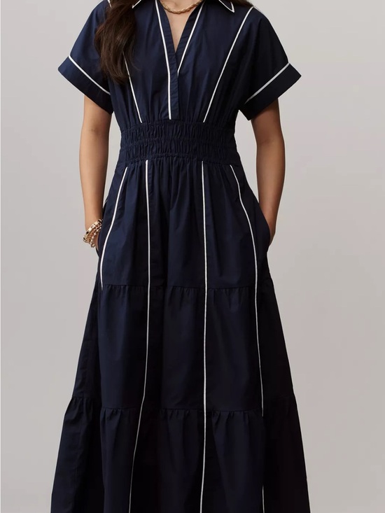 Anthropologie Dresses & Skirts - Anthropologie Somerset Navy Maxi Dress with White Piping